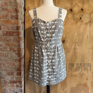 Ducks In A Row Modcloth Gray Sleeveless Cotton Dress Sz L